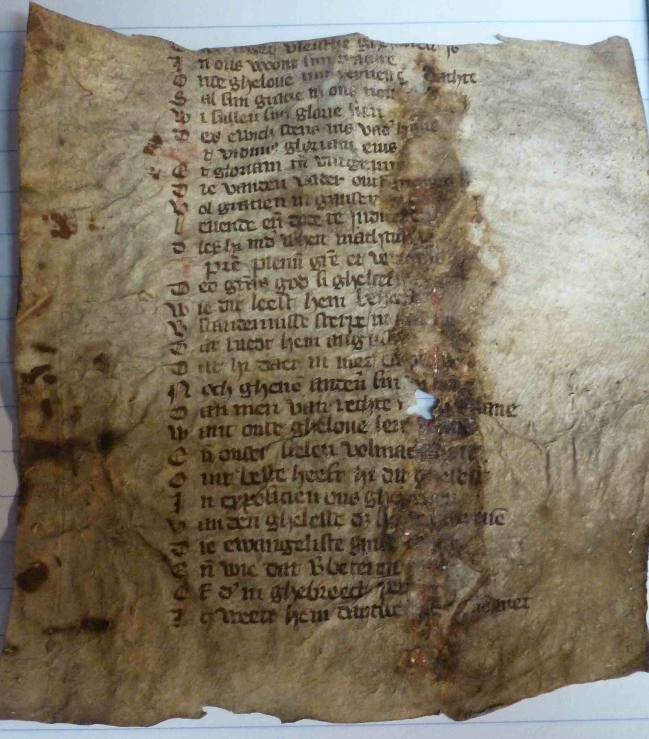 25. Veertiende-eeuws fragment van een tekst van Augustijnken