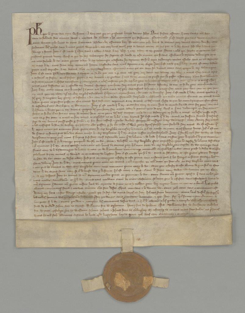 6. Alliantie tussen Floris V en Filips de Schone (Parijs 1296) met Dirk II van Brederode als eerste medezegelaar