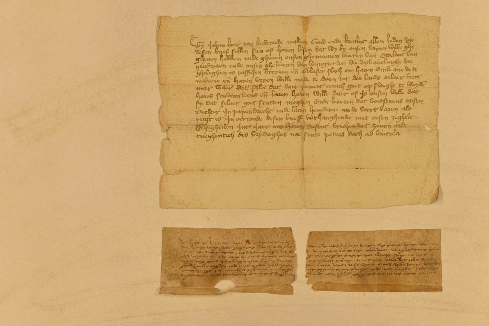 Akte van schenking - (gebroken) oorkonde van Jan van Brederode, augustus 1397