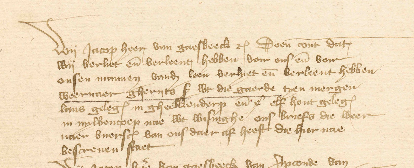 3. Identiek schrift (zie afbeelding 2) in een stuk uit de ambtelijke sfeer van Jacob van Gaasbeek, het zgn. Manboek