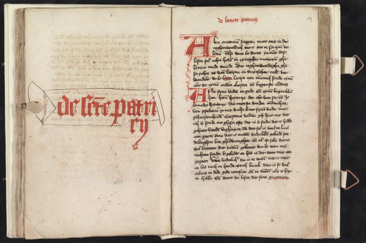 5. Eerste folium van een handschrift met de Middelnederlandse vertaling van Tractatus de purgatorio Sancti Patricii