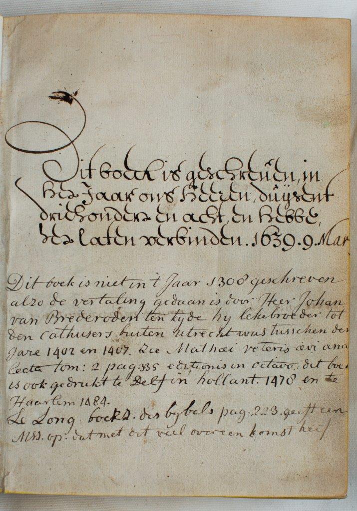 22. Handschrift van Des coninx summe, met latere aantekeningen over (foutieve) datering