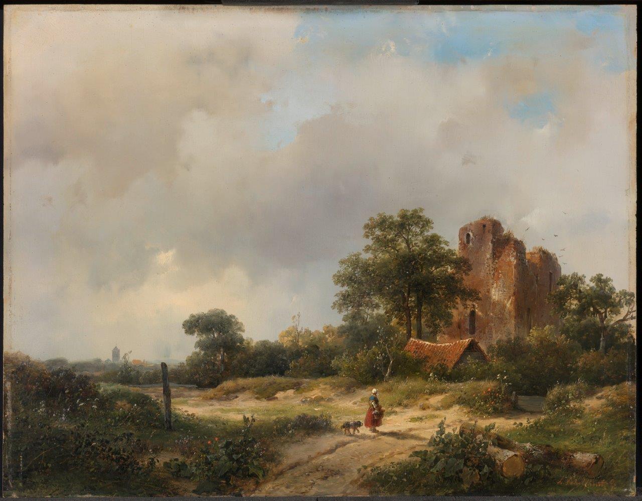 21. Andreas Schelfhout, Landschap met de ruïne van kasteel Brederode te Santpoort (1844)