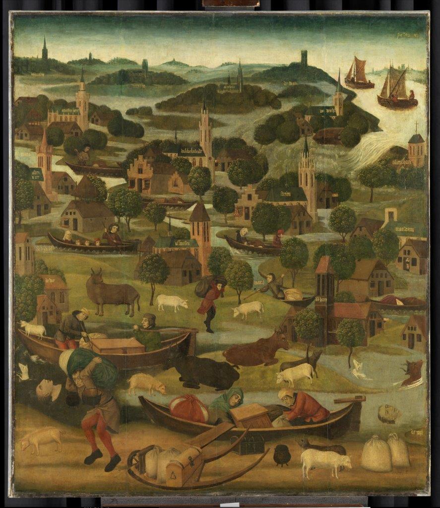 7. De Sint-Elisabethsvloed (1421) op een schilderij uit ca. 1490