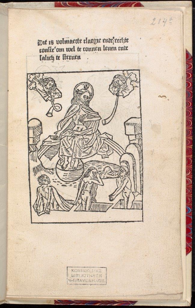 28. Houtsnede in een druk van Des coninx summe (Hasselt 1488)